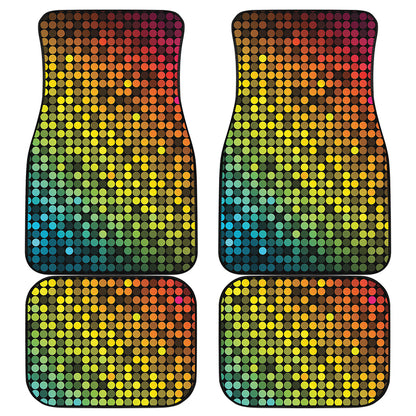 Colorful Disco Lights Pattern Print Front and Back Car Floor Mats