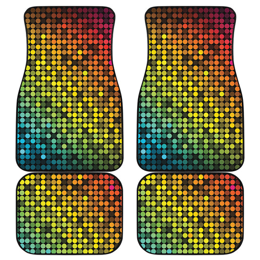 Colorful Disco Lights Pattern Print Front and Back Car Floor Mats