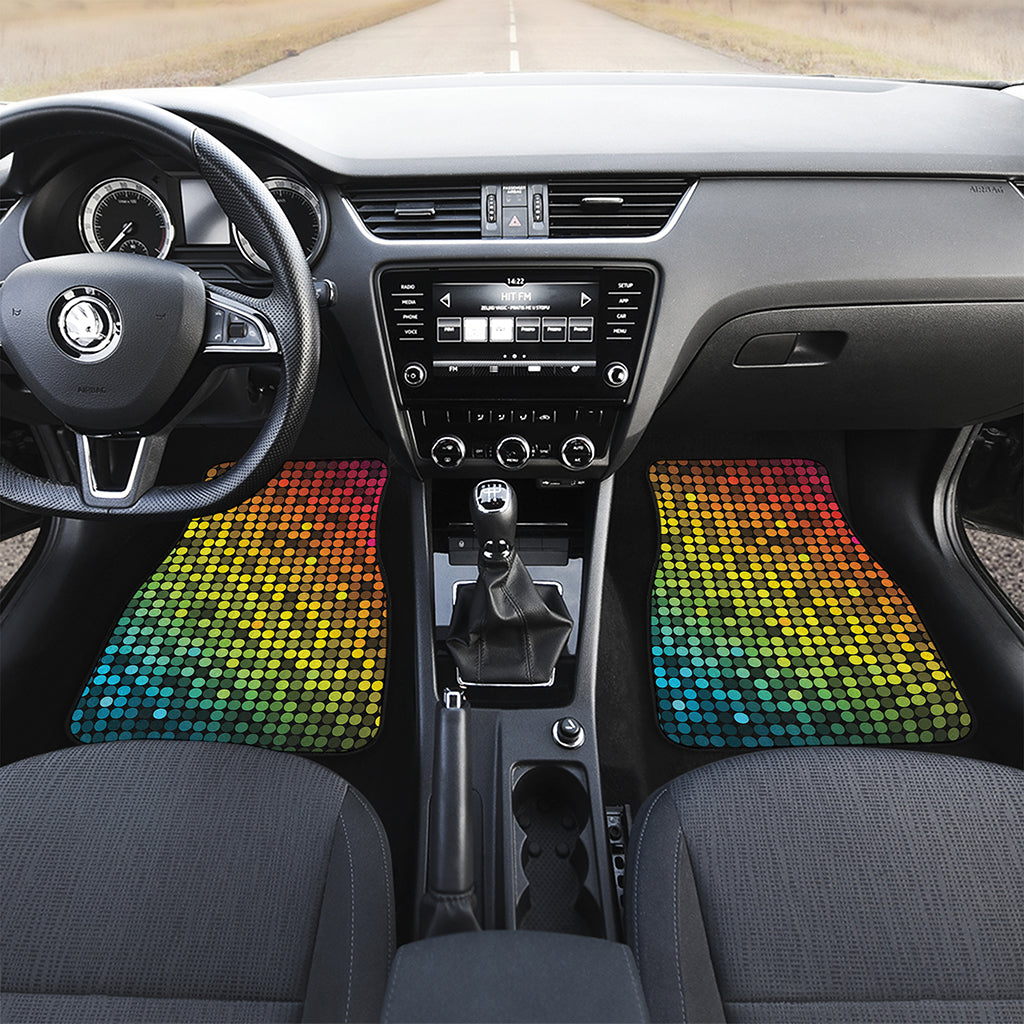 Colorful Disco Lights Pattern Print Front Car Floor Mats