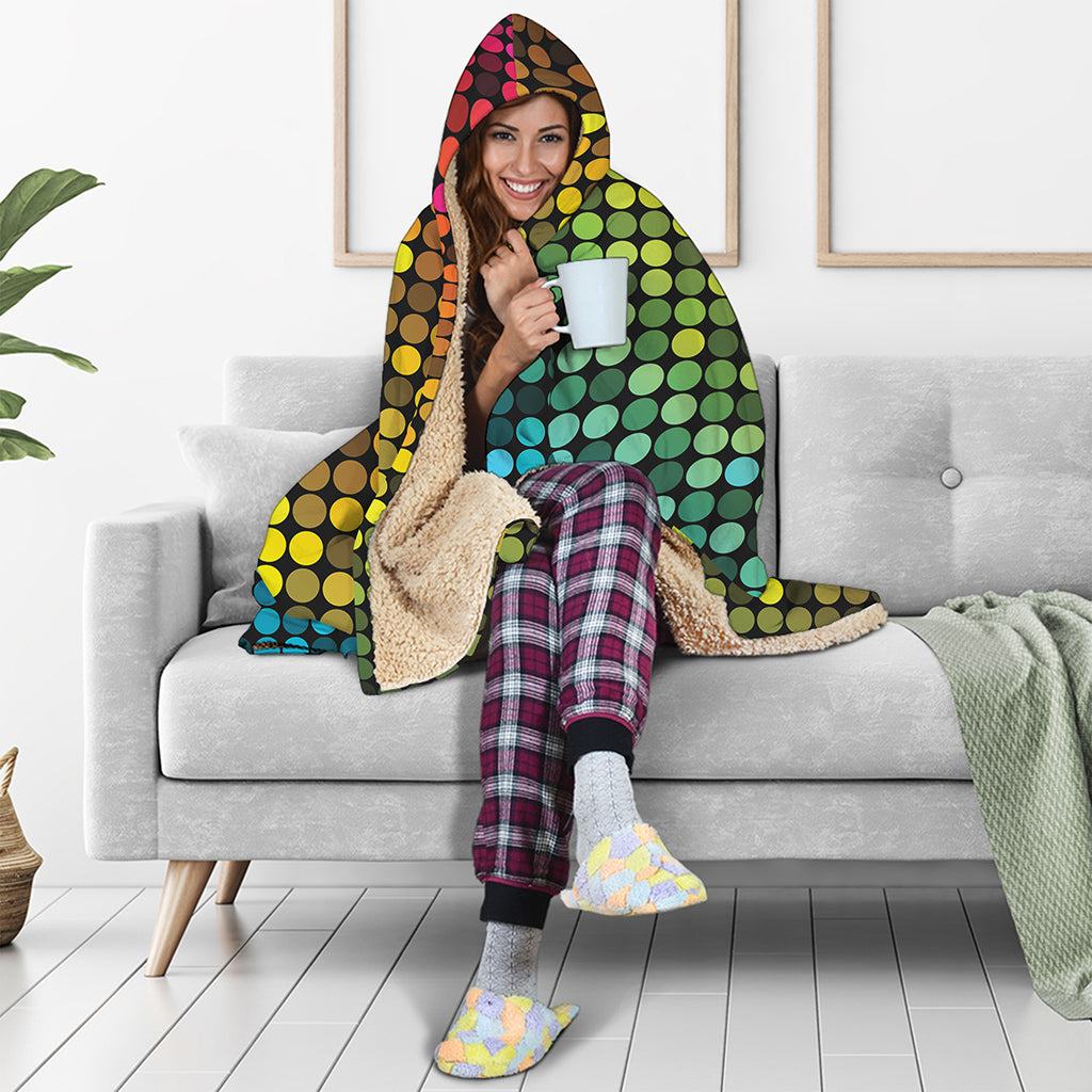 Colorful Disco Lights Pattern Print Hooded Blanket