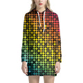 Colorful Disco Lights Pattern Print Pullover Hoodie Dress