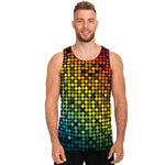 Colorful Disco Lights Pattern Print Men's Tank Top