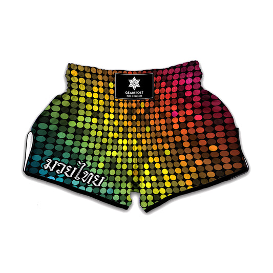 Colorful Disco Lights Pattern Print Muay Thai Boxing Shorts