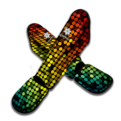 Colorful Disco Lights Pattern Print Muay Thai Shin Guard