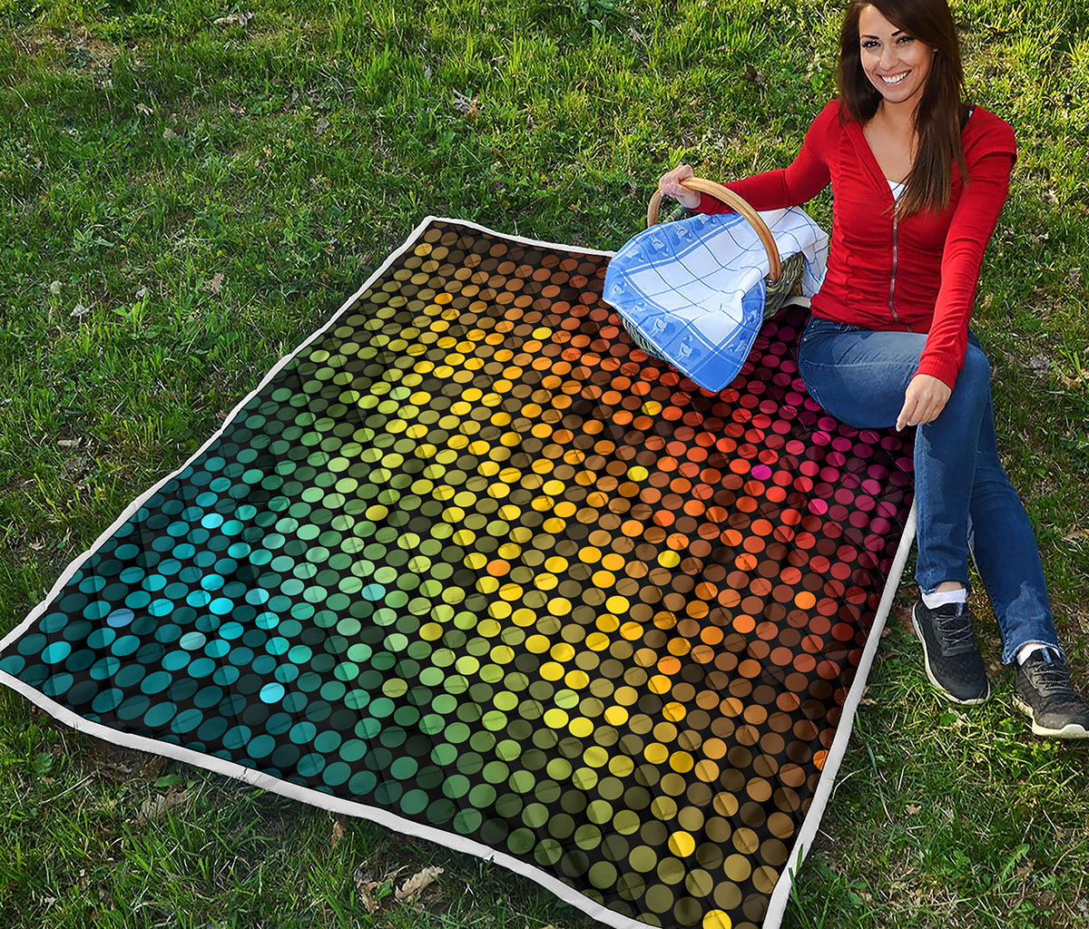 Colorful Disco Lights Pattern Print Quilt