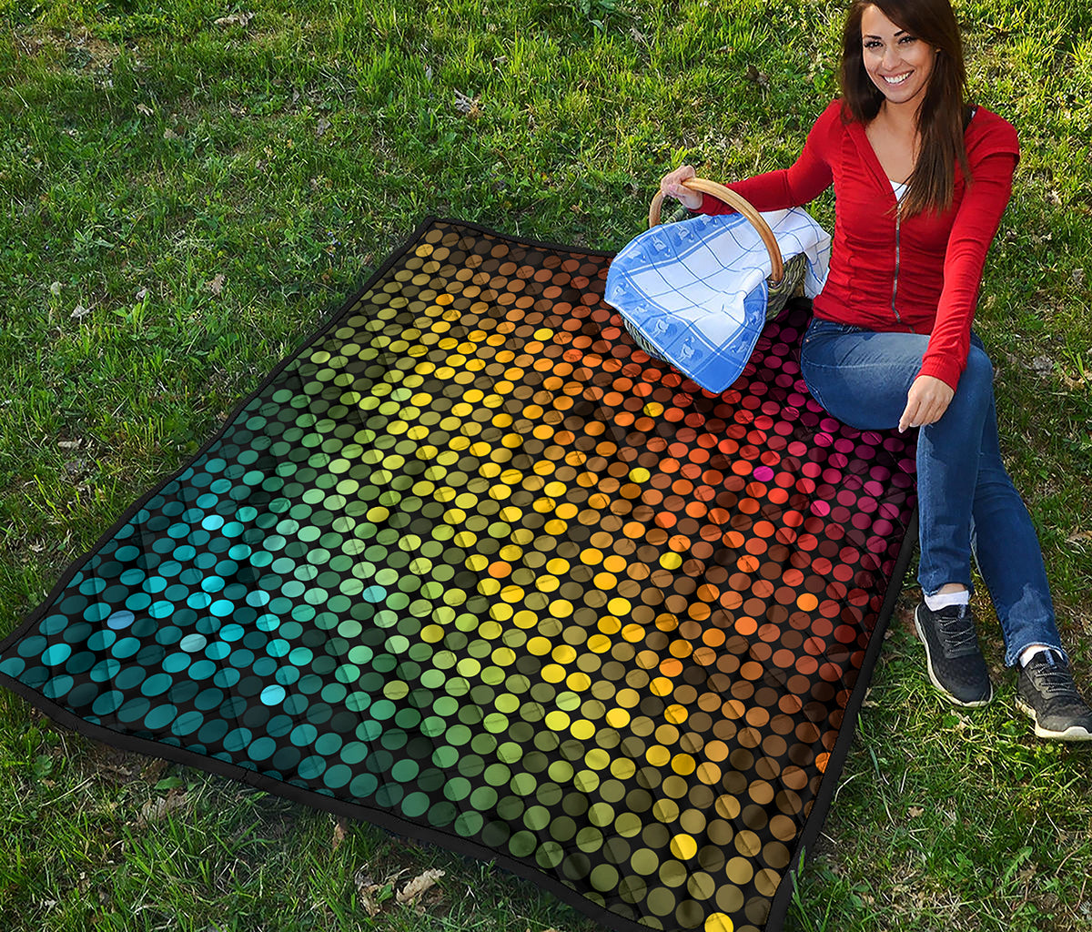 Colorful Disco Lights Pattern Print Quilt