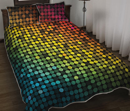Colorful Disco Lights Pattern Print Quilt Bed Set