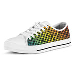 Colorful Disco Lights Pattern Print White Low Top Shoes