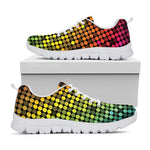 Colorful Disco Lights Pattern Print White Sneakers