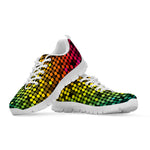 Colorful Disco Lights Pattern Print White Sneakers
