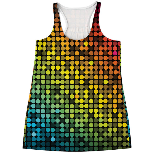 Colorful Disco Lights Pattern Print Women's Racerback Tank Top