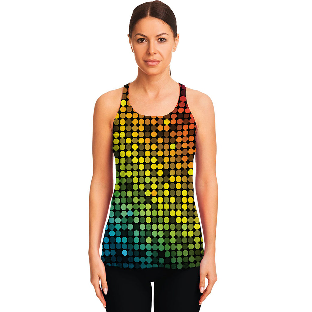 Colorful Disco Lights Pattern Print Women's Racerback Tank Top