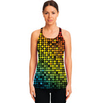 Colorful Disco Lights Pattern Print Women's Racerback Tank Top