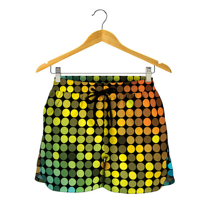 Colorful Disco Lights Pattern Print Women's Shorts