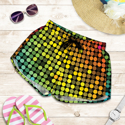 Colorful Disco Lights Pattern Print Women's Shorts