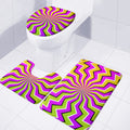 Colorful Dizzy Moving Optical Illusion 3 Piece Bath Mat Set