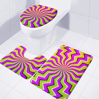 Colorful Dizzy Moving Optical Illusion 3 Piece Bath Mat Set