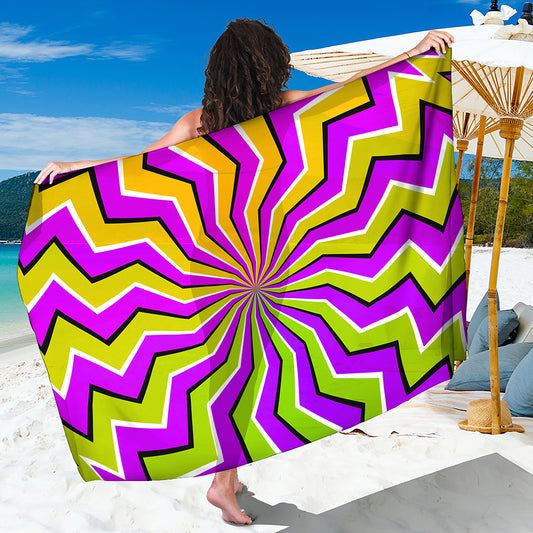Colorful Dizzy Moving Optical Illusion Beach Sarong Wrap