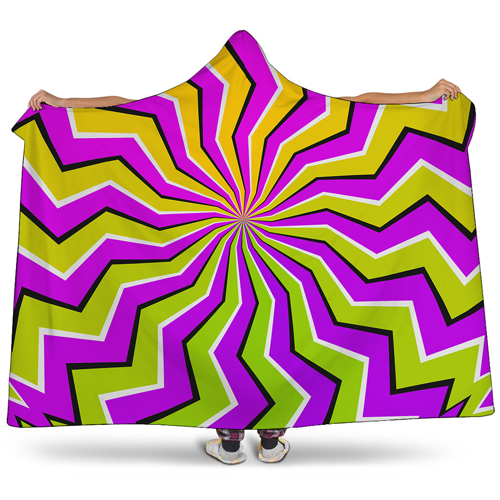 Colorful Dizzy Moving Optical Illusion Hooded Blanket