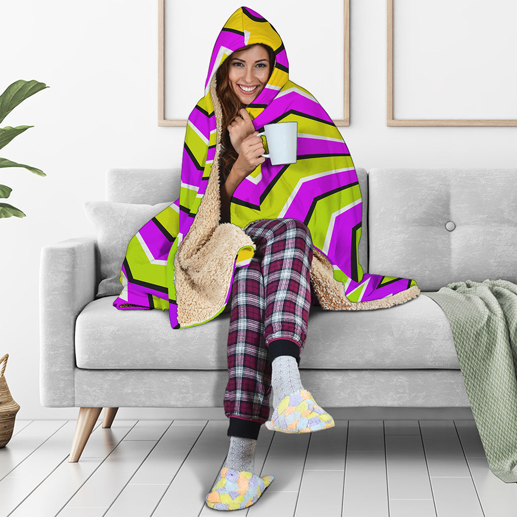 Colorful Dizzy Moving Optical Illusion Hooded Blanket