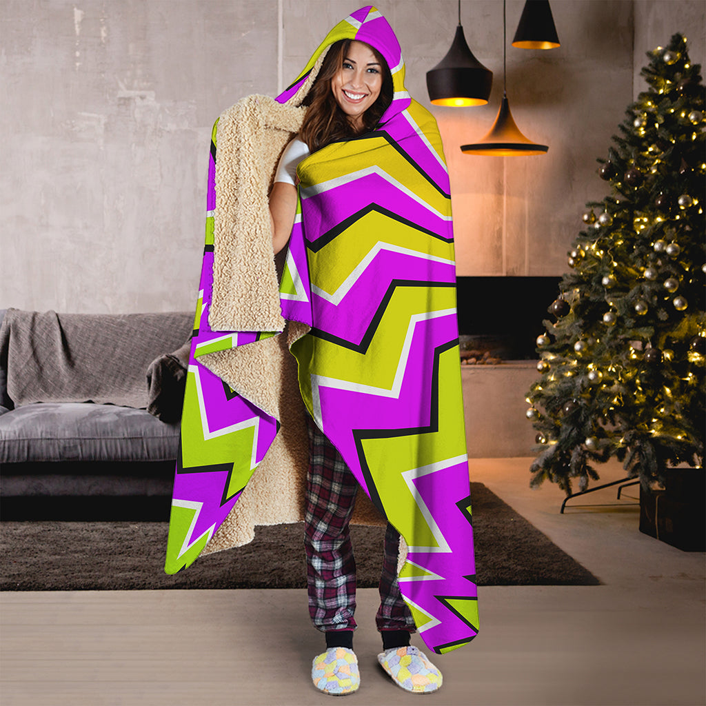 Colorful Dizzy Moving Optical Illusion Hooded Blanket