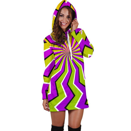 Colorful Dizzy Moving Optical Illusion Hoodie Dress GearFrost
