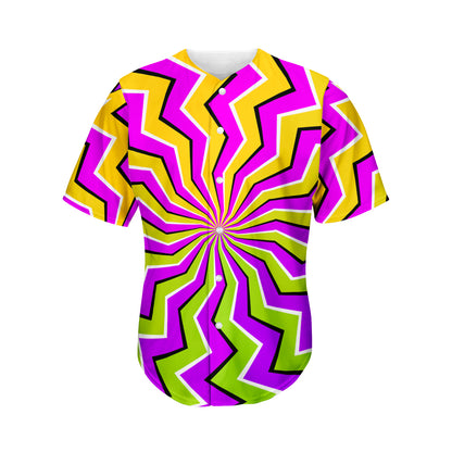 Colorful Dizzy Moving Optical Illusion Men's Baseball Jersey