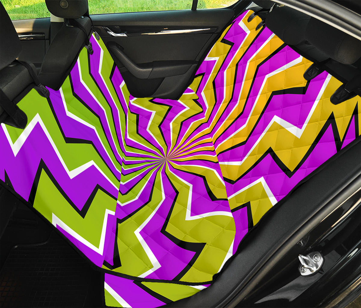 Colorful Dizzy Moving Optical Illusion Pet Car Back Seat Cover