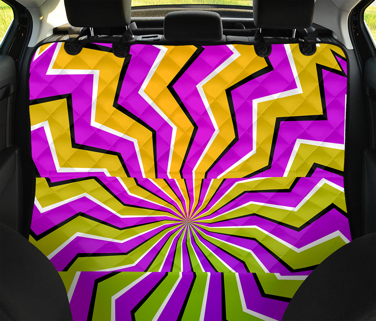 Colorful Dizzy Moving Optical Illusion Pet Car Back Seat Cover
