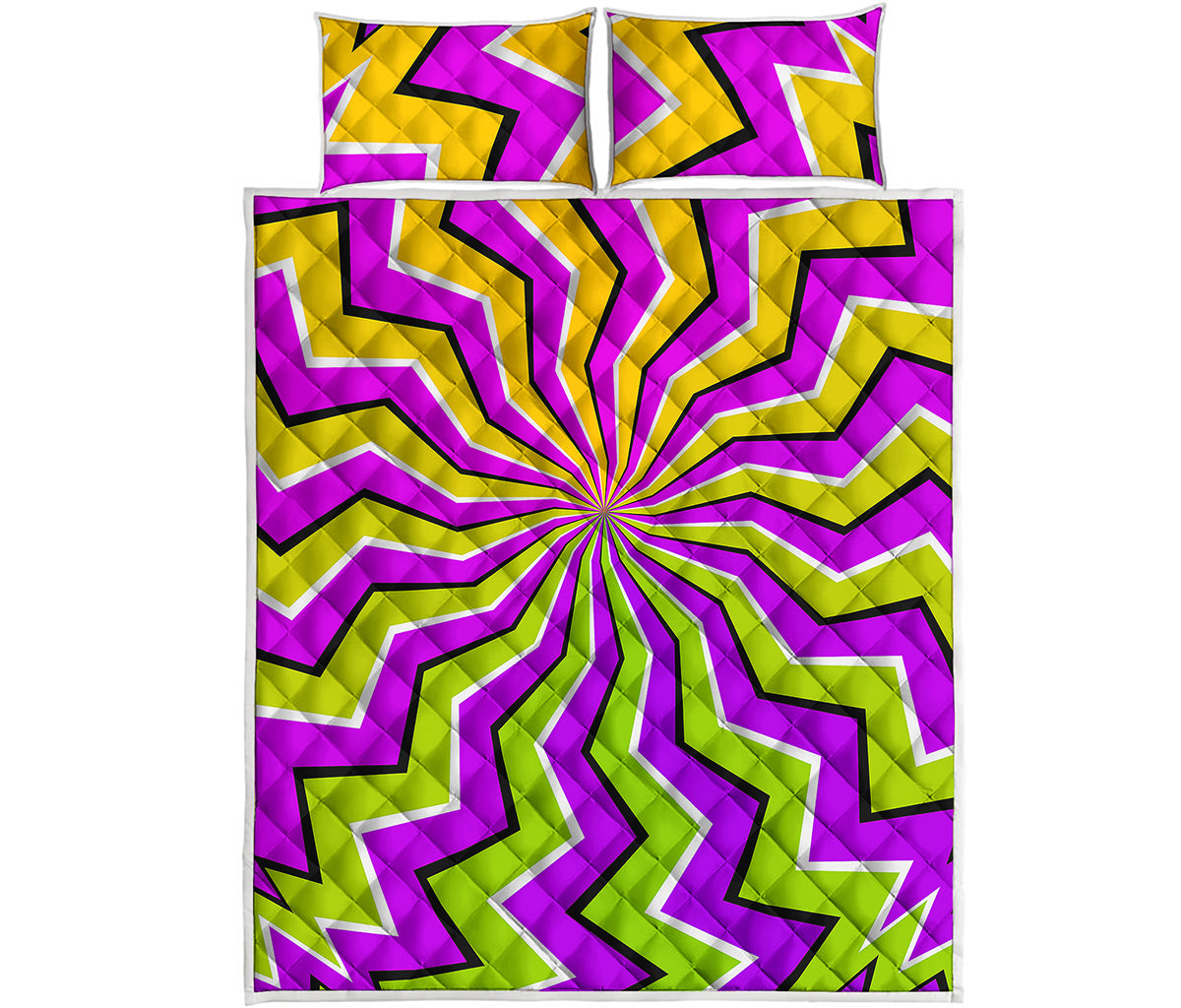Colorful Dizzy Moving Optical Illusion Quilt Bed Set