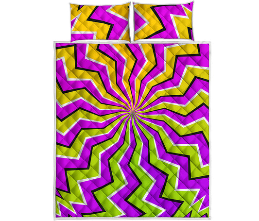 Colorful Dizzy Moving Optical Illusion Quilt Bed Set