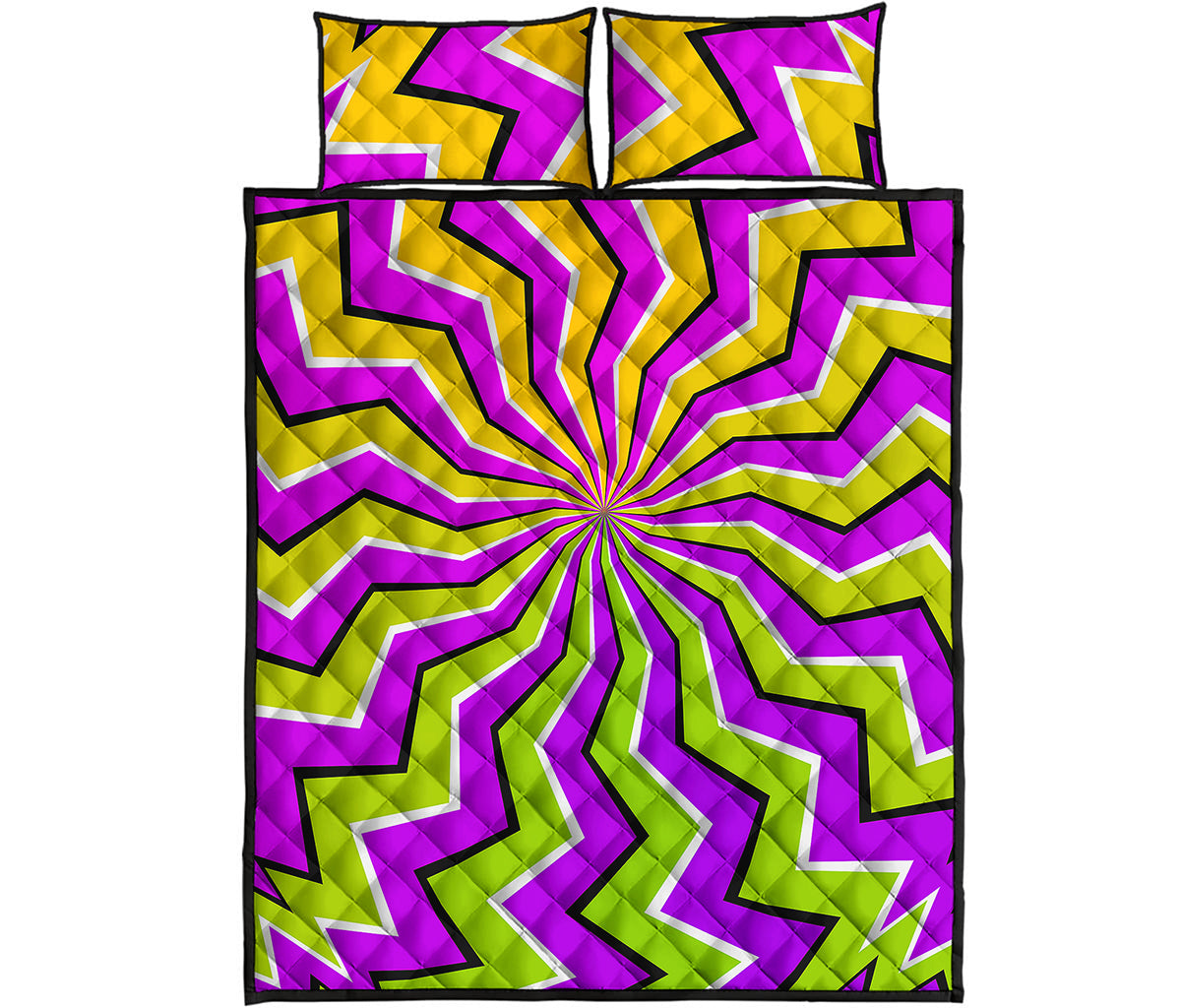 Colorful Dizzy Moving Optical Illusion Quilt Bed Set
