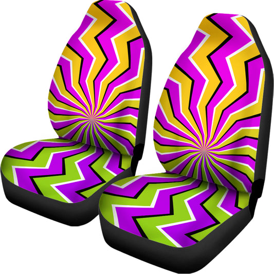 Colorful Dizzy Moving Optical Illusion Universal Fit Car Seat Covers