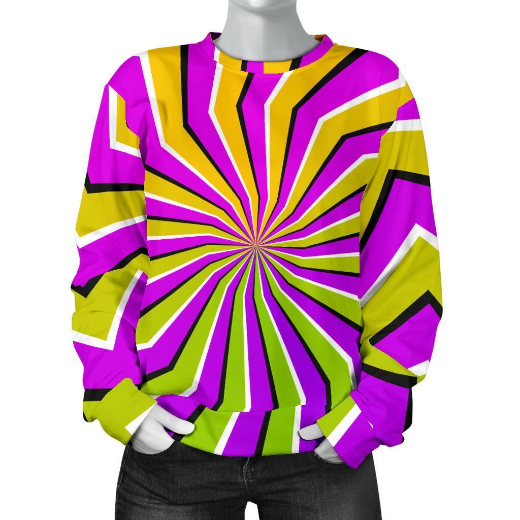 Colorful Dizzy Moving Optical Illusion Women's Crewneck Sweatshirt GearFrost