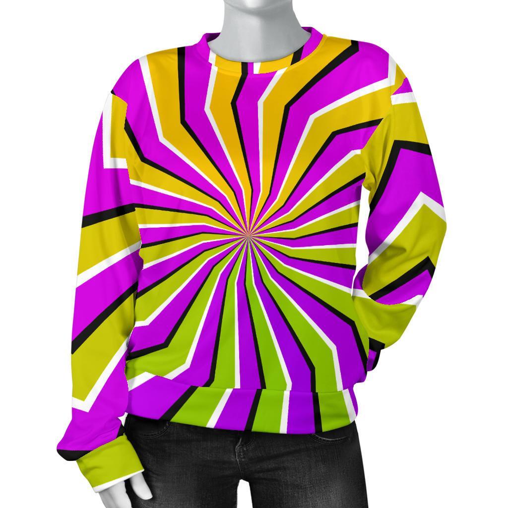 Colorful Dizzy Moving Optical Illusion Women's Crewneck Sweatshirt GearFrost