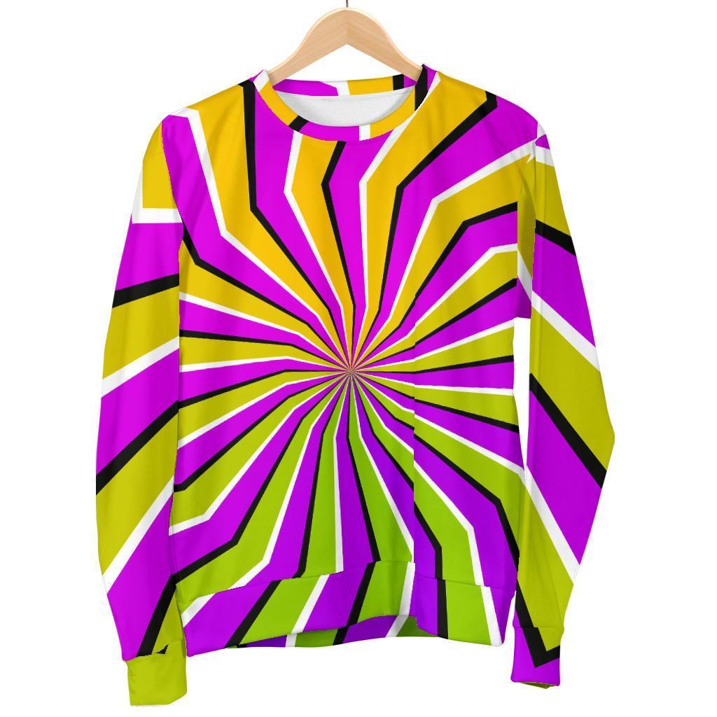 Colorful Dizzy Moving Optical Illusion Women's Crewneck Sweatshirt GearFrost