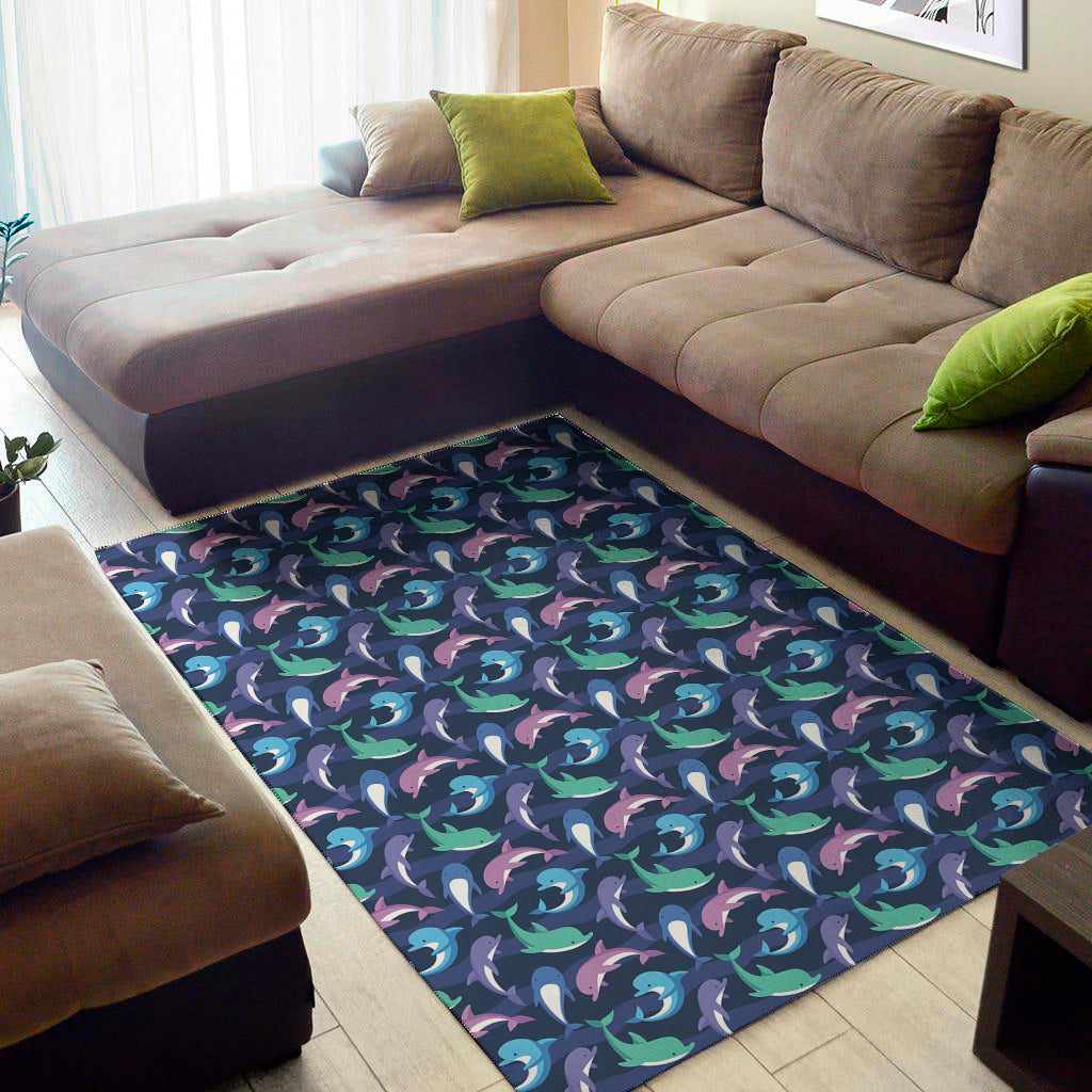 Colorful Dolphin Pattern Print Area Rug