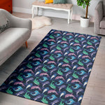 Colorful Dolphin Pattern Print Area Rug