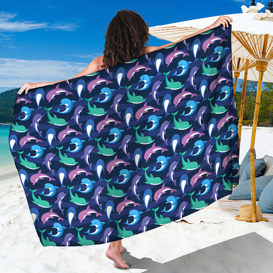 Colorful Dolphin Pattern Print Beach Sarong Wrap