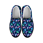 Colorful Dolphin Pattern Print Black Slip On Shoes
