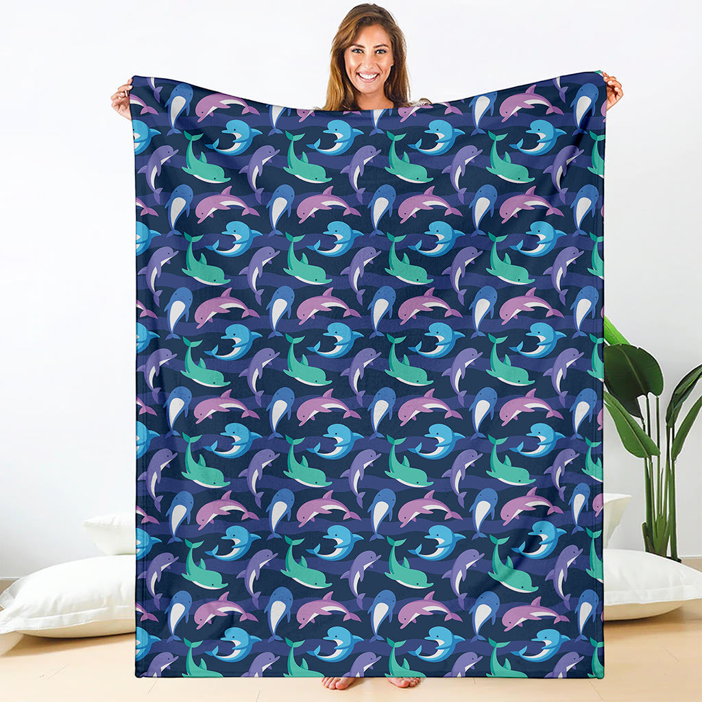 Colorful Dolphin Pattern Print Blanket