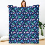 Colorful Dolphin Pattern Print Blanket