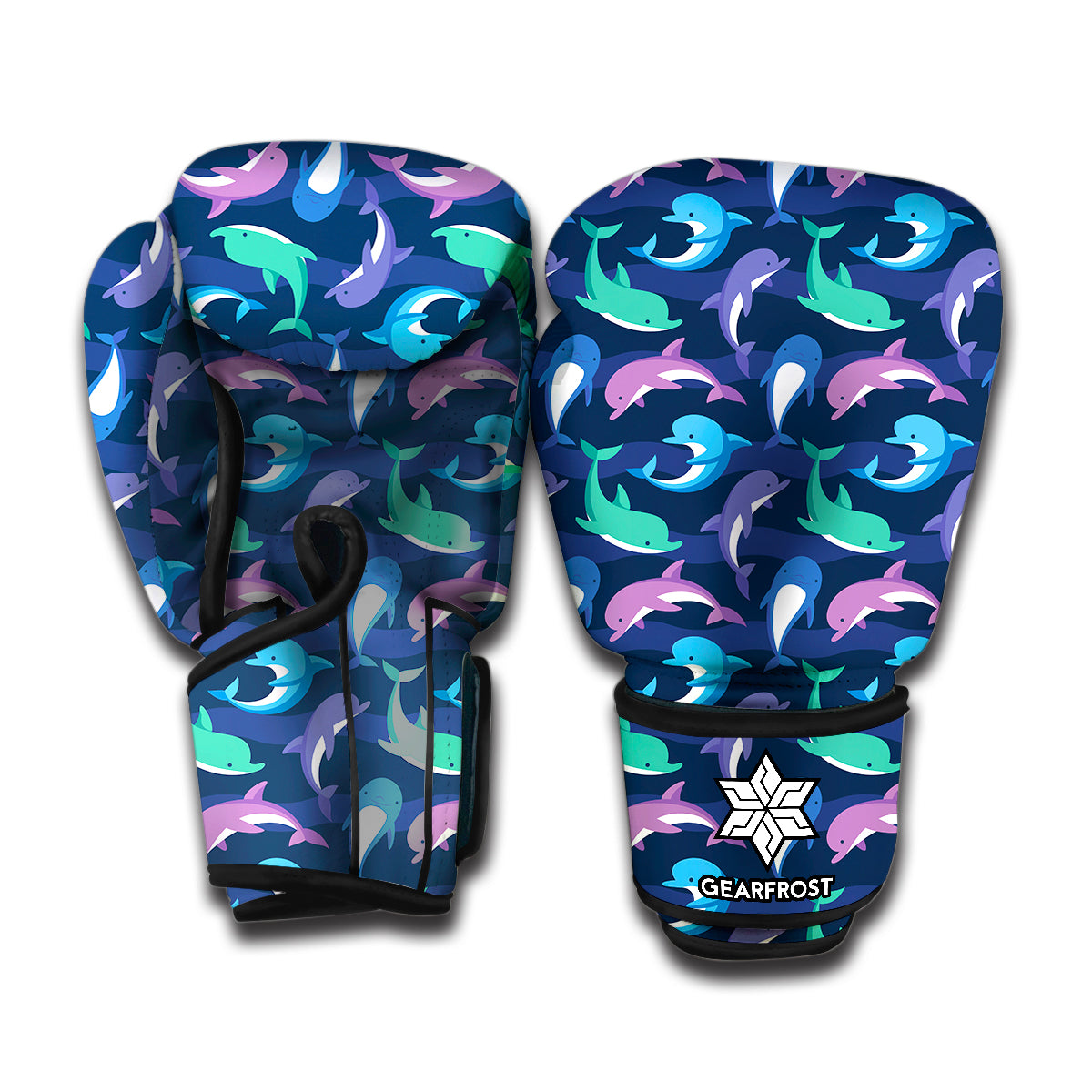 Colorful Dolphin Pattern Print Boxing Gloves