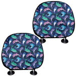 Colorful Dolphin Pattern Print Car Headrest Covers