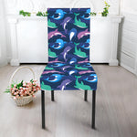 Colorful Dolphin Pattern Print Dining Chair Slipcover