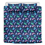 Colorful Dolphin Pattern Print Duvet Cover Bedding Set