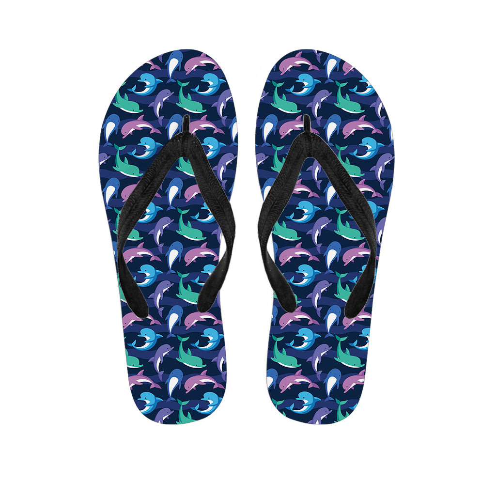 Colorful Dolphin Pattern Print Flip Flops