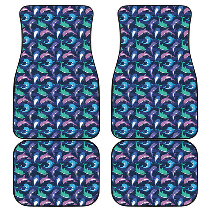Colorful Dolphin Pattern Print Front and Back Car Floor Mats