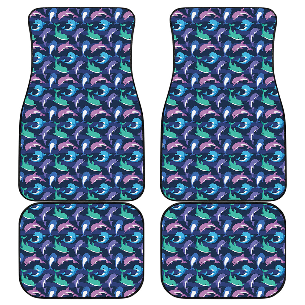Colorful Dolphin Pattern Print Front and Back Car Floor Mats