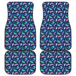 Colorful Dolphin Pattern Print Front and Back Car Floor Mats